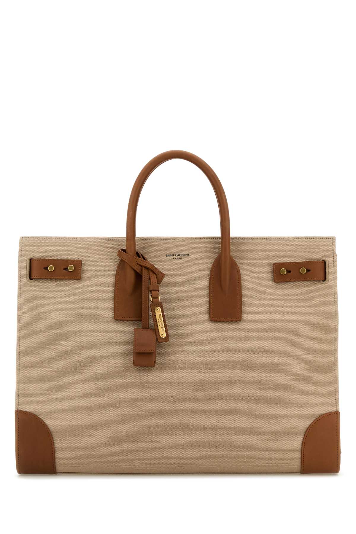 Saint Laurent Men Two-Tone Canvas And Leather Large Sac De Jour Handbag by Luosophy