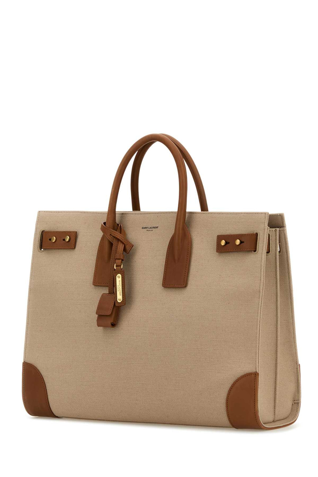 Saint Laurent Men Two-Tone Canvas And Leather Large Sac De Jour Handbag by Luosophy