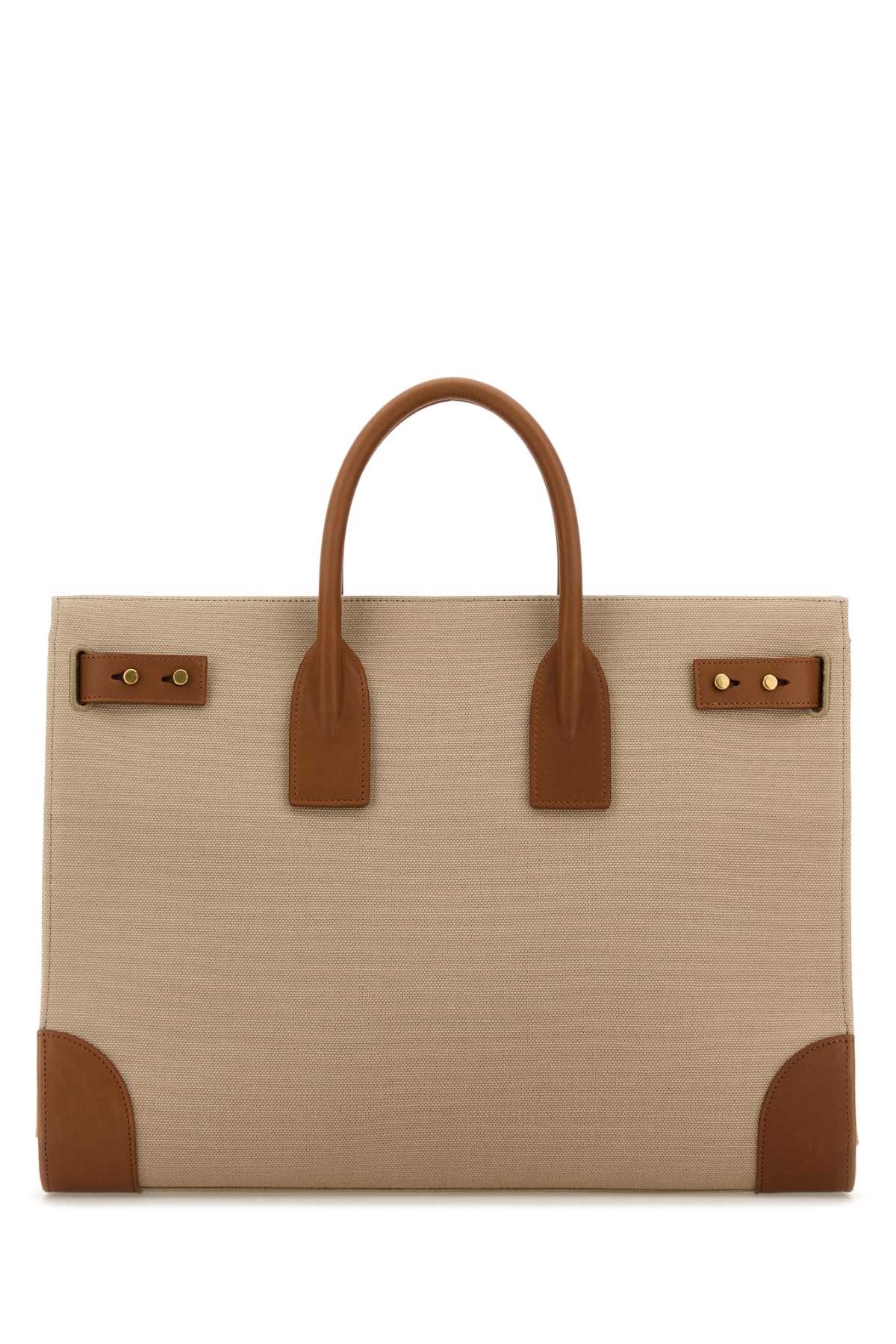 Saint Laurent Men Two-Tone Canvas And Leather Large Sac De Jour Handbag by Luosophy