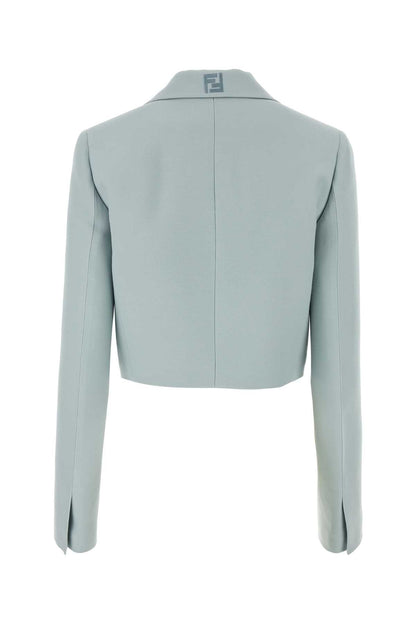 Fendi Women Powder Blue Wool Blend Blazer by Luosophy