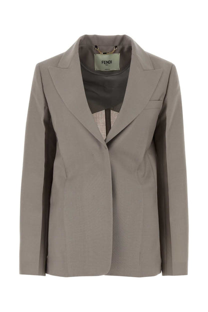 Fendi Women Dove Grey Mohair Blend Blazer by Luosophy