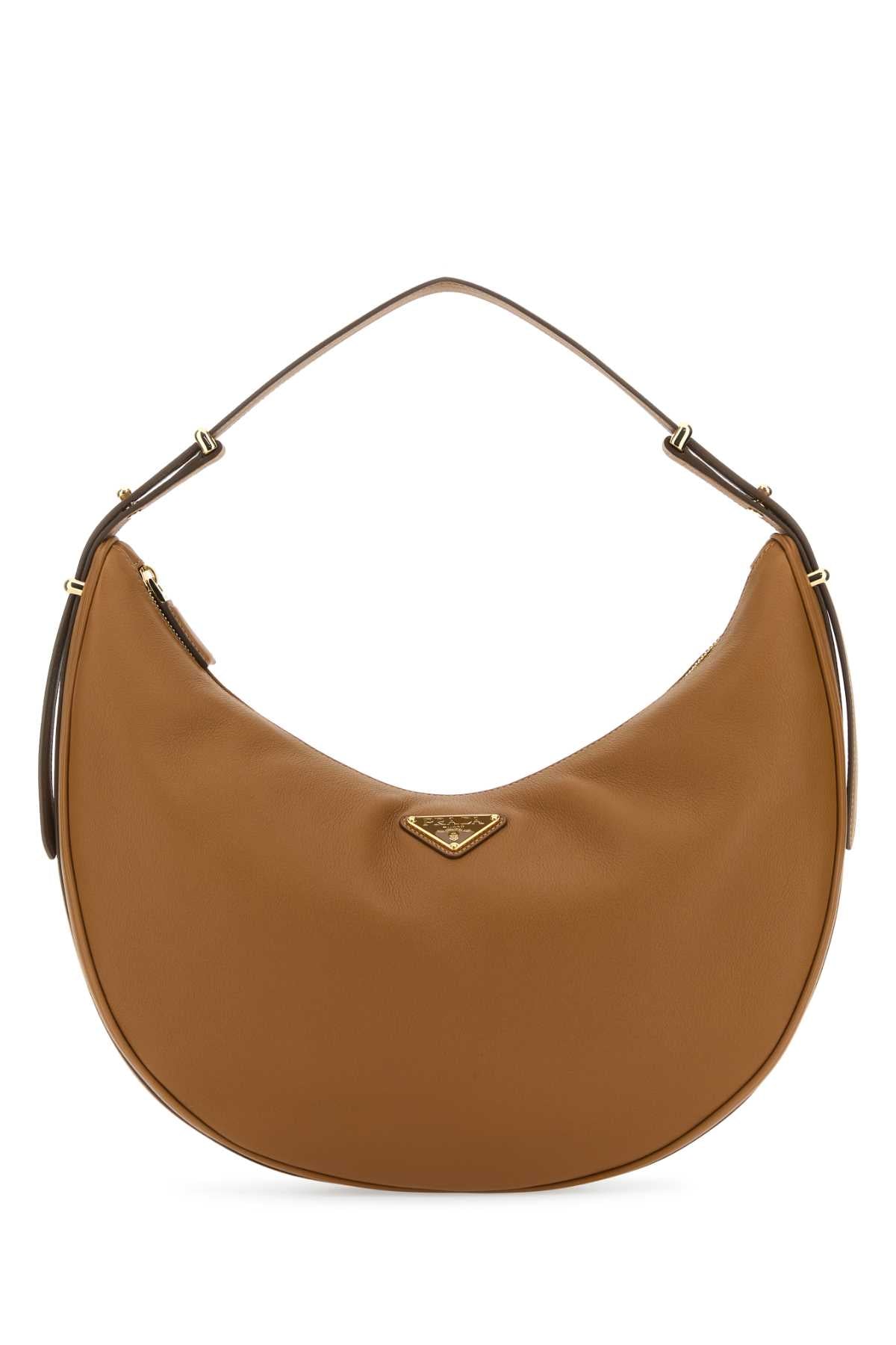 Prada Women Caramel Leather Big Arquã¨ Handbag by Luosophy