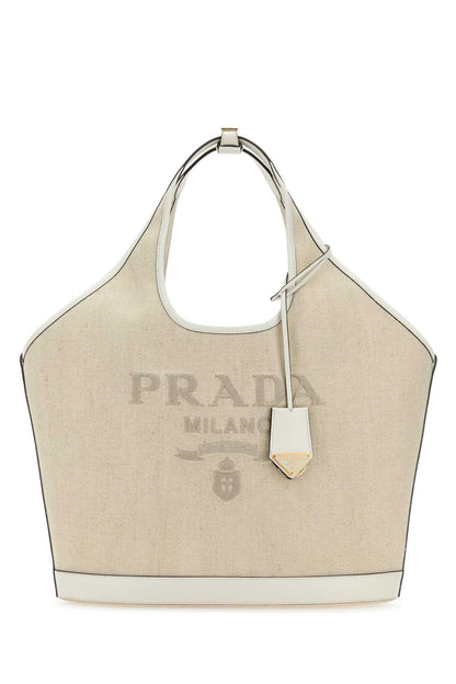 Prada Women Sand Canvas Shopping Bag by Luosophy