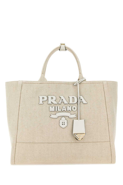 Prada Women Sand Canvas Shopping Bag by Luosophy