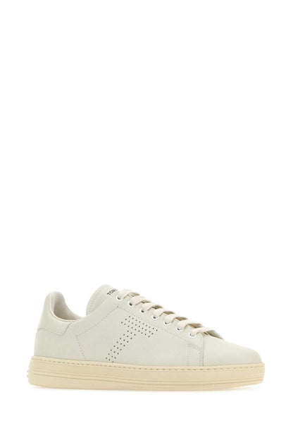 Tom Ford Men White Leather Warwick Sneakers