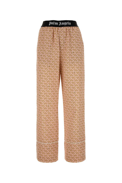 Palm Angels Women Printed Linen Blend Wide-Leg Pant by Luosophy