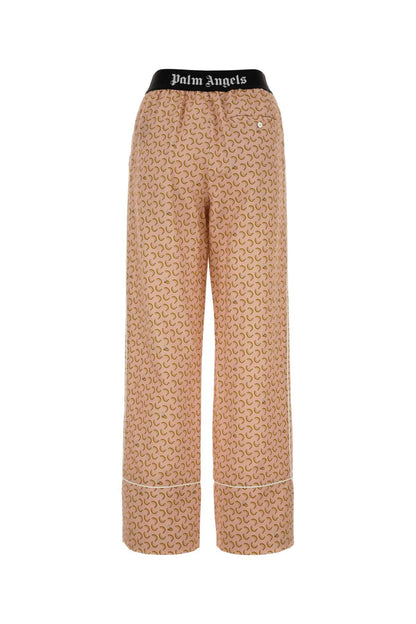 Palm Angels Women Printed Linen Blend Wide-Leg Pant by Luosophy