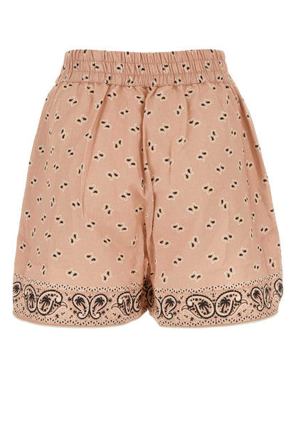 Palm Angels Women Printed Linen Blend Shorts by Luosophy
