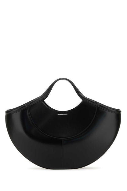 Alexander Mcqueen Women Black Leather The Cove Shopping Bag by Luosophy