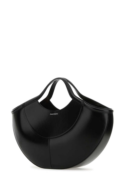 Alexander Mcqueen Women Black Leather The Cove Shopping Bag by Luosophy