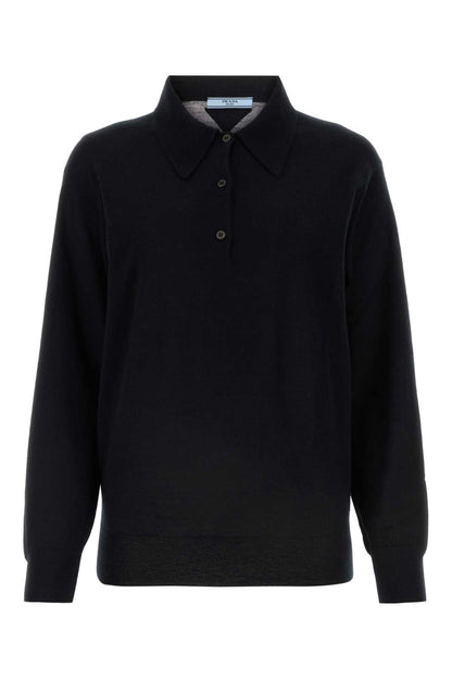 Prada Women Black Cashmere Polo Shirt by Luosophy