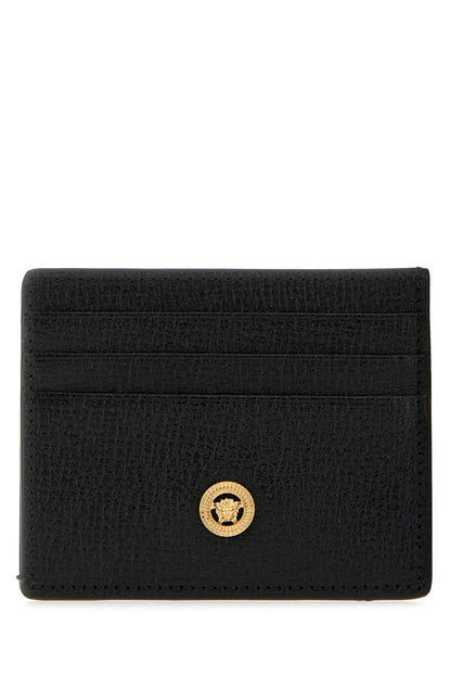 Versace Men Black Leather Medusa Biggie Card Holder by Luosophy