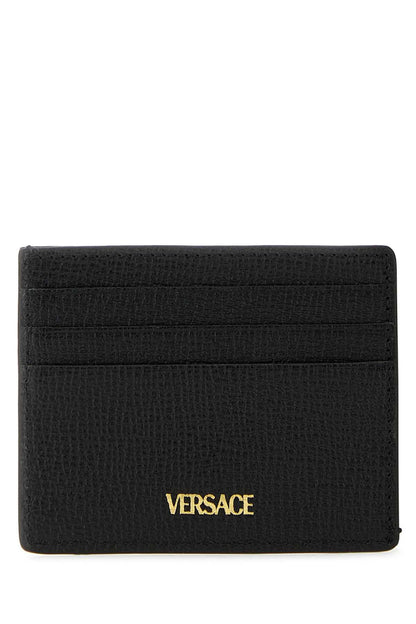 Versace Men Black Leather Medusa Biggie Card Holder by Luosophy