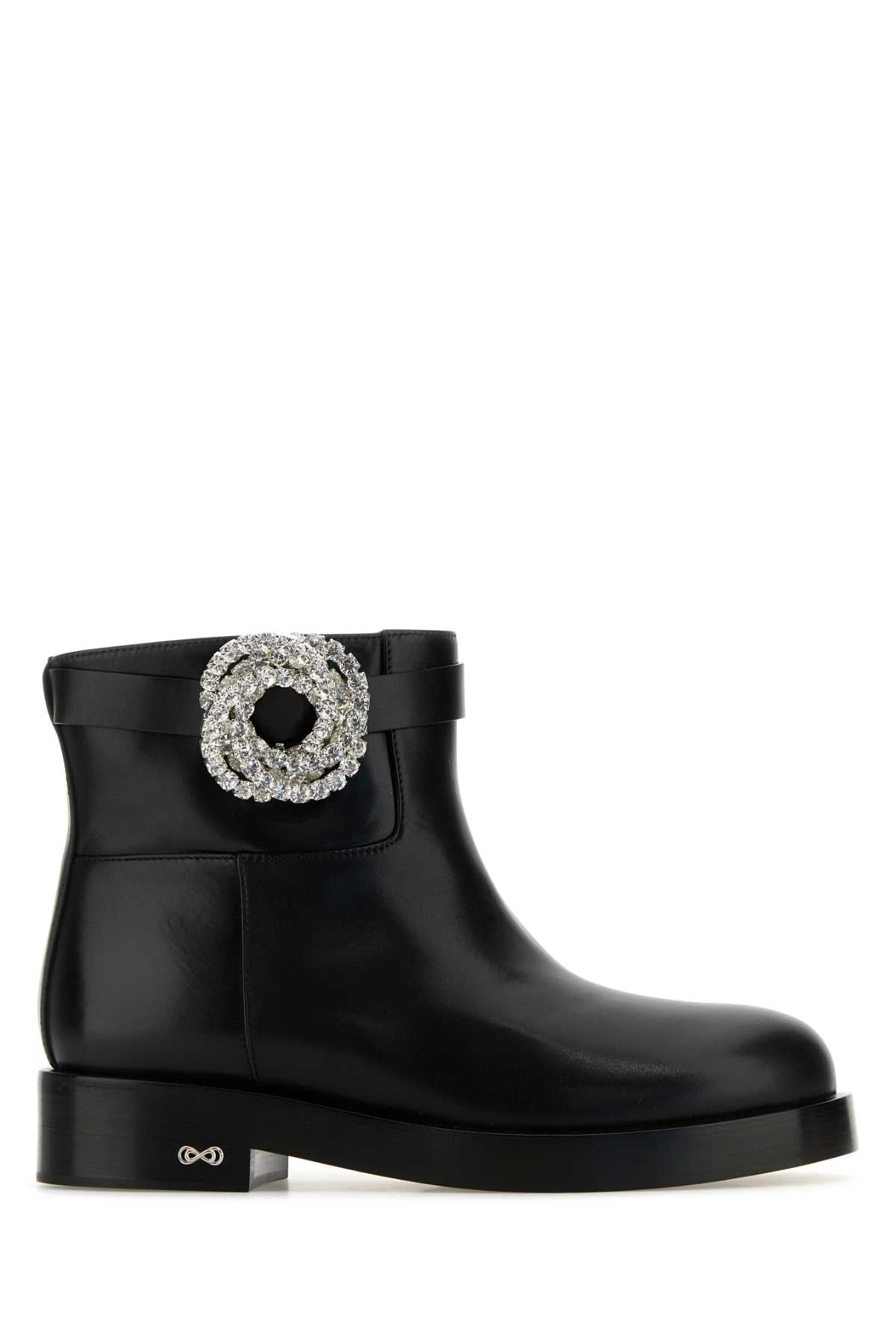 Mach&amp;Mach Women Black Leather Galaxy Ankle Boots