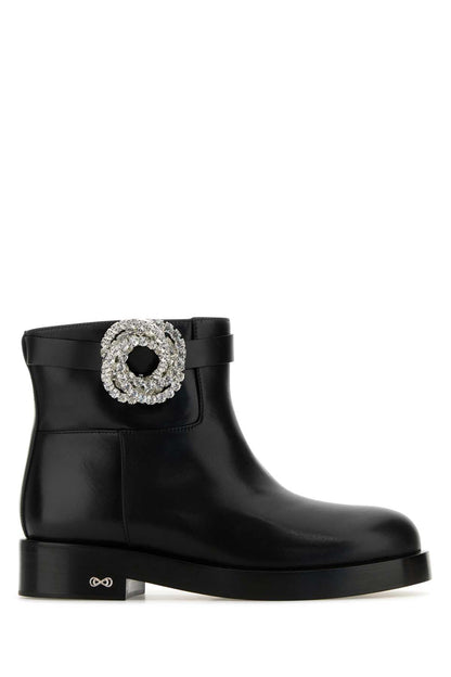 Mach&amp;Mach Women Black Leather Galaxy Ankle Boots