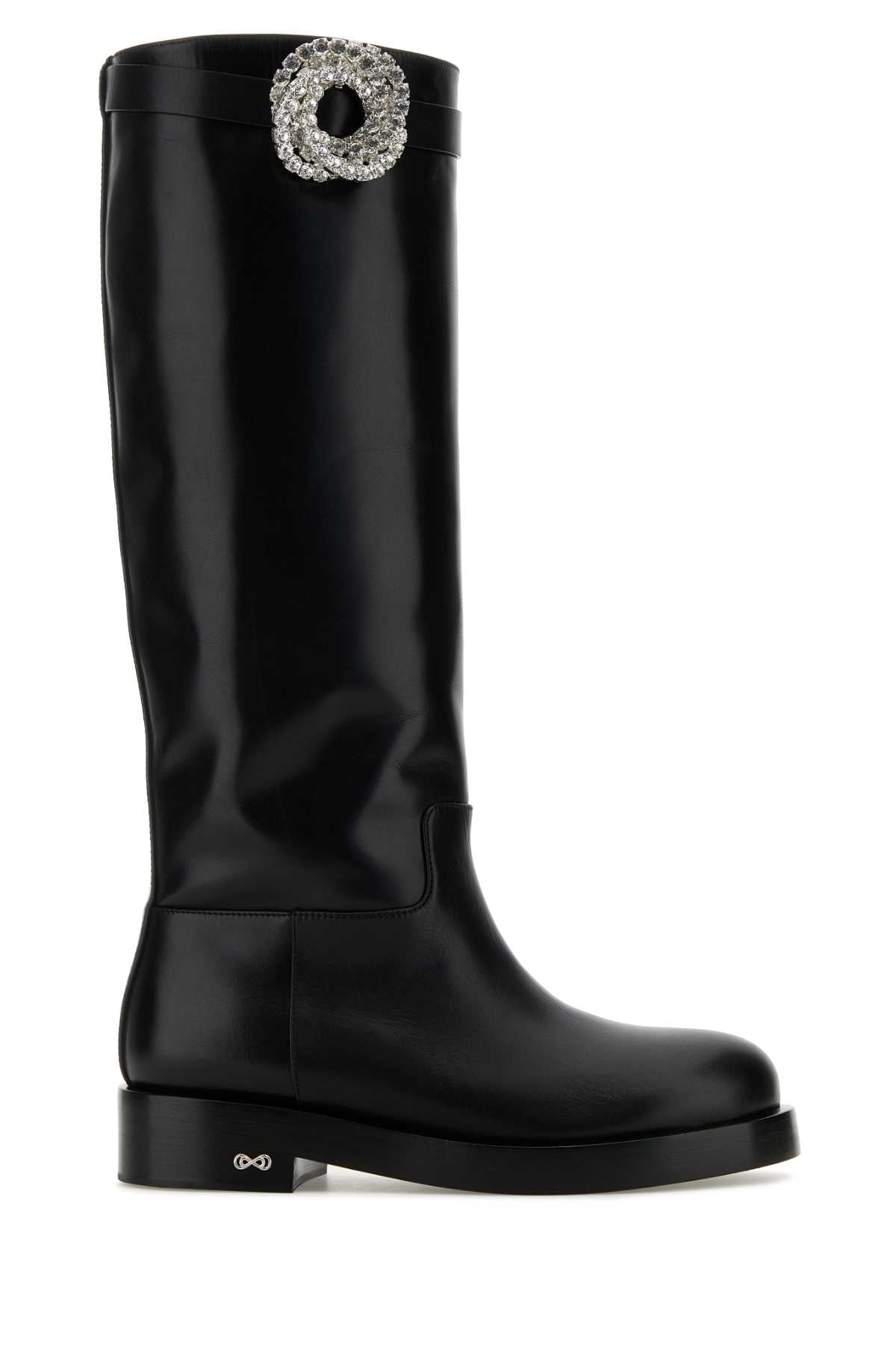 Mach&amp;Mach Women Black Leather Galaxy Riding Boots