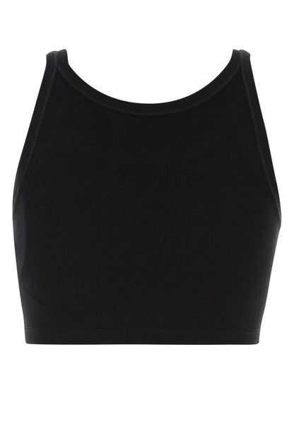 Palm Angels Women Black Piquet Top  DestGlow
