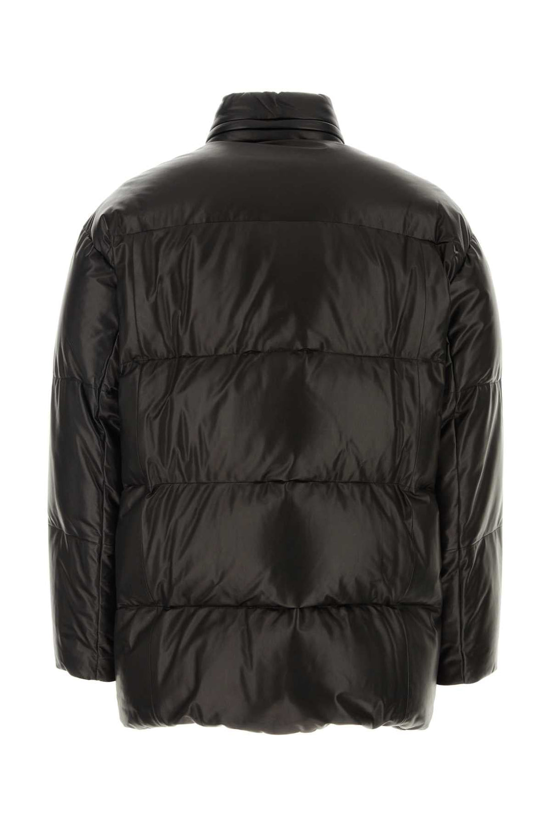 Prada Men Black Nappa Leather Down Jacket by Luosophy