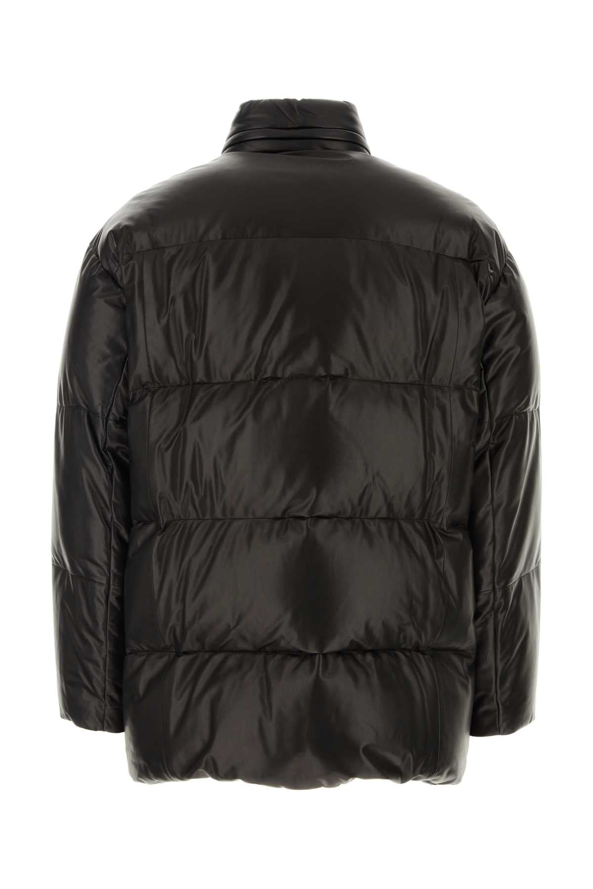 Prada Men Black Nappa Leather Down Jacket by Luosophy