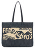 Salvatore Ferragamo Women Blue Denim Large Tt Sign Shopping Bag by Luosophy