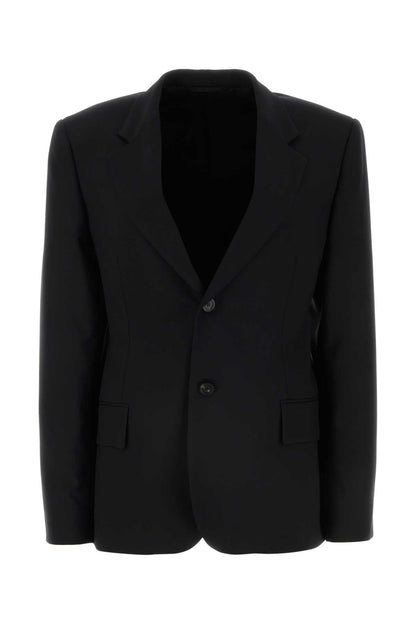 Balenciaga Women Black Wool Blazer by Luosophy