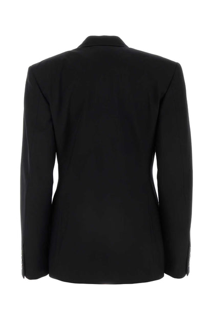 Balenciaga Women Black Wool Blazer by Luosophy