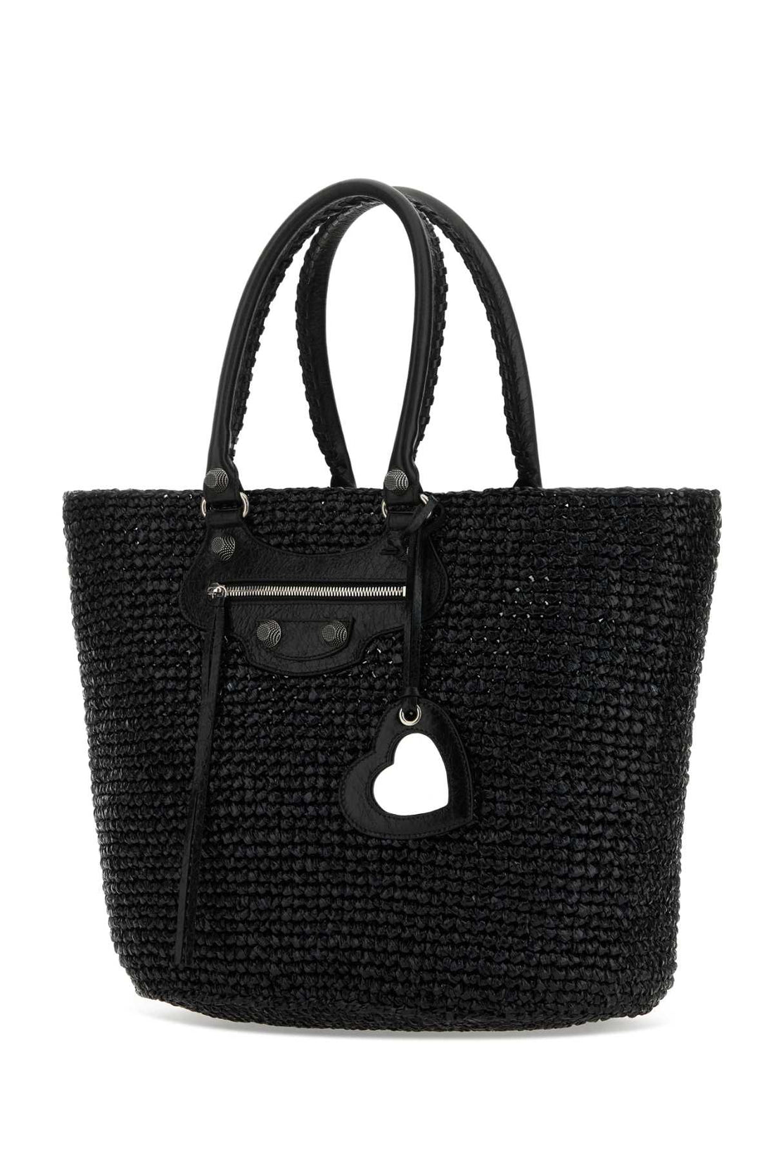Balenciaga Women Black Raffia Large Le Cagole Panier Shopping Bag by Luosophy