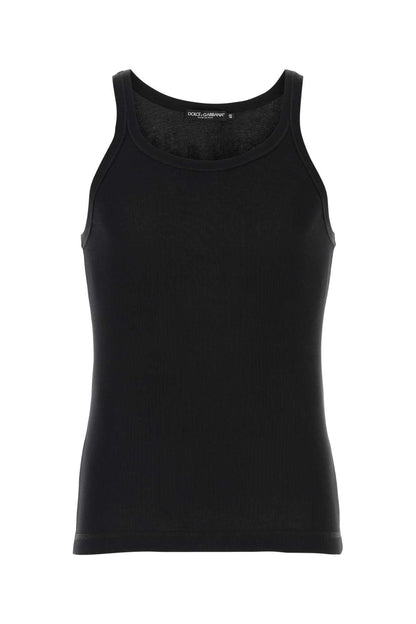 Dolce &amp; Gabbana Men Black Cotton Tank Top