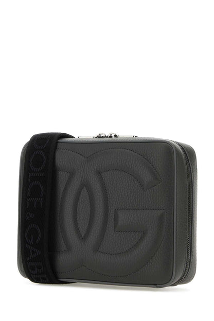 Dolce &amp; Gabbana Men Dark Grey Leather Crossbody Bag by Luosophy