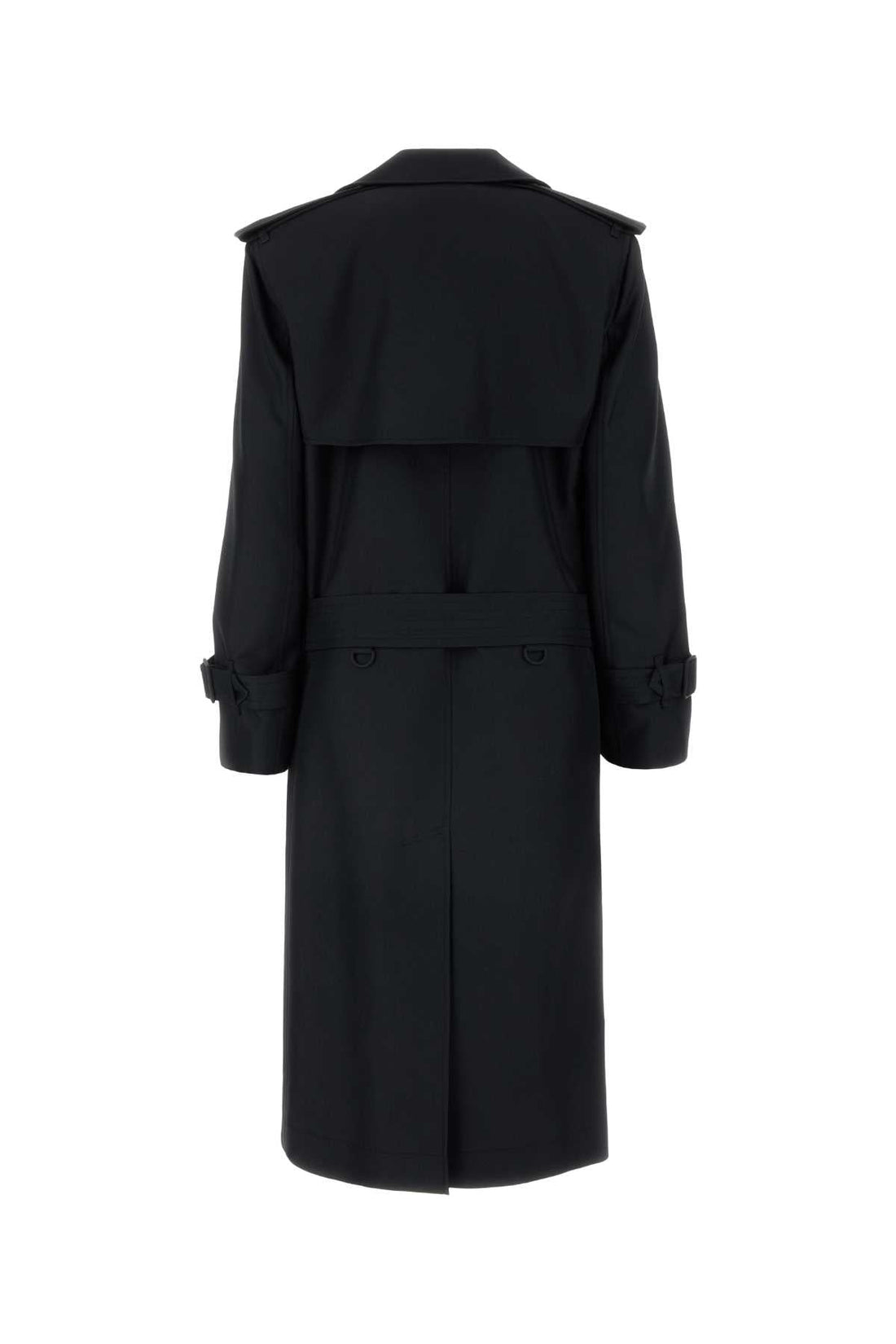 Burberry Women Black Silk Blend Trench Coat by Luosophy