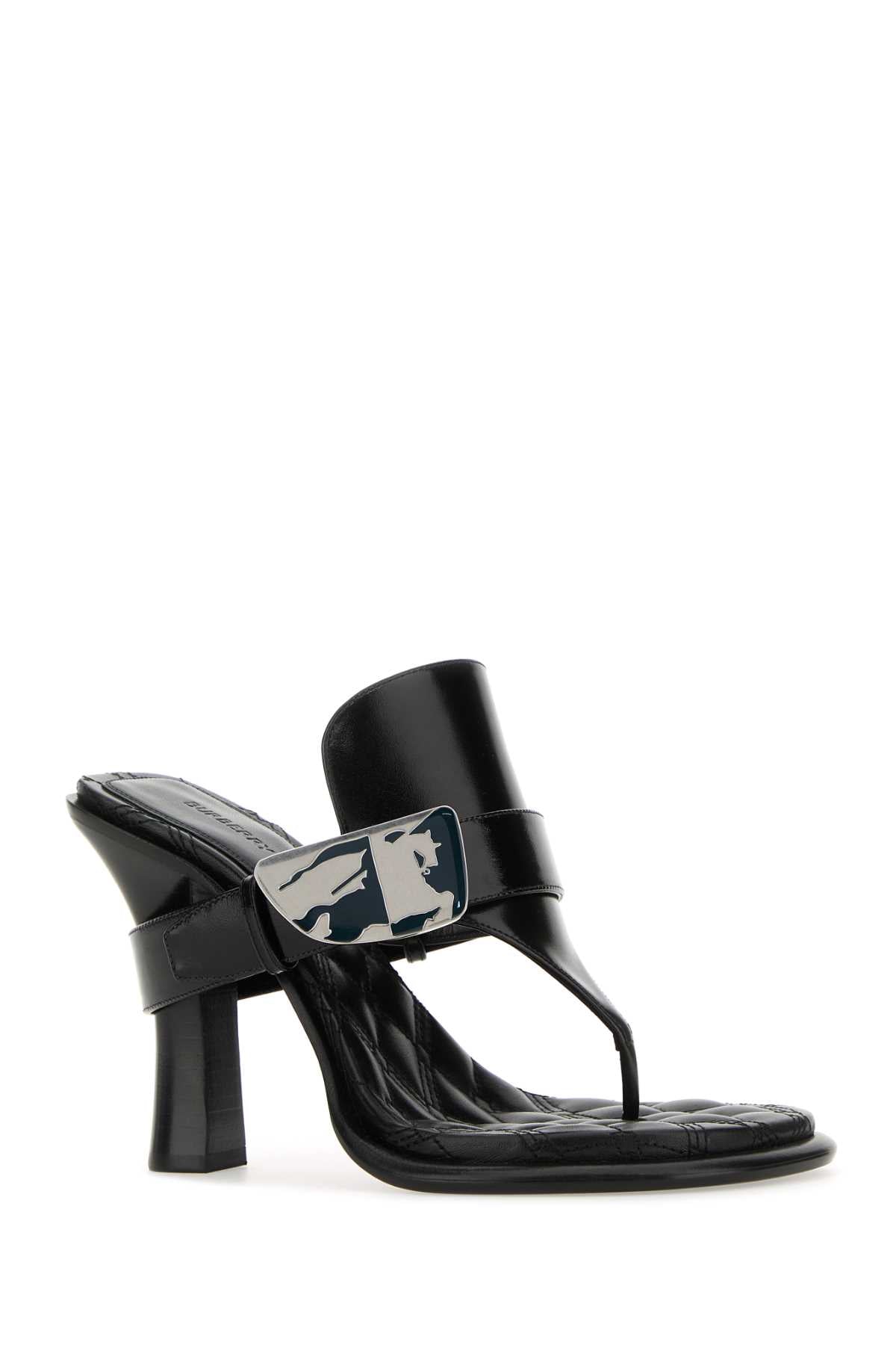 Burberry Women Black Leather Bay Thong Mules by Luosophy