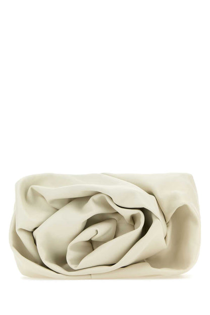 Burberry Women Ivory Nappa Leather Rose Clutch by Luosophy