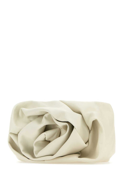 Burberry Women Ivory Nappa Leather Rose Clutch by Luosophy