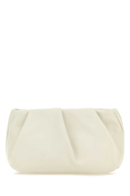 Burberry Women Ivory Nappa Leather Rose Clutch by Luosophy