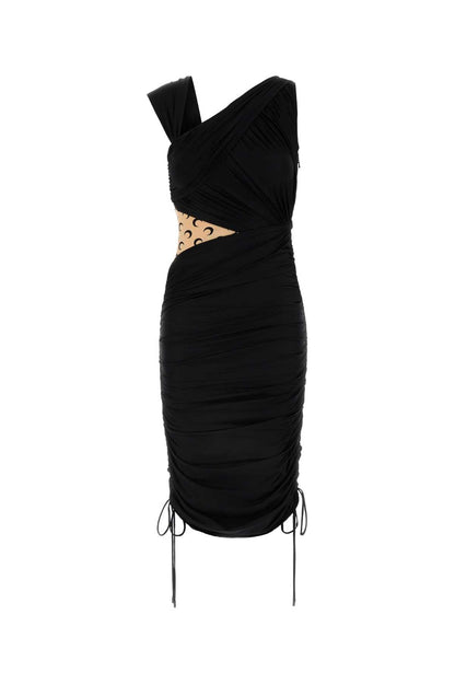 Marine Serre Women Black Stretch Nylon Dress by Luosophy