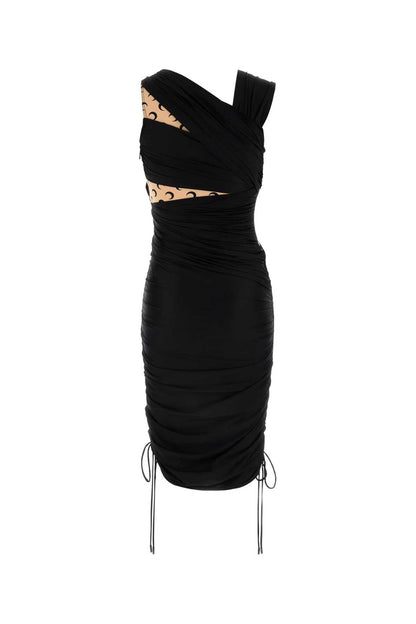 Marine Serre Women Black Stretch Nylon Dress by Luosophy