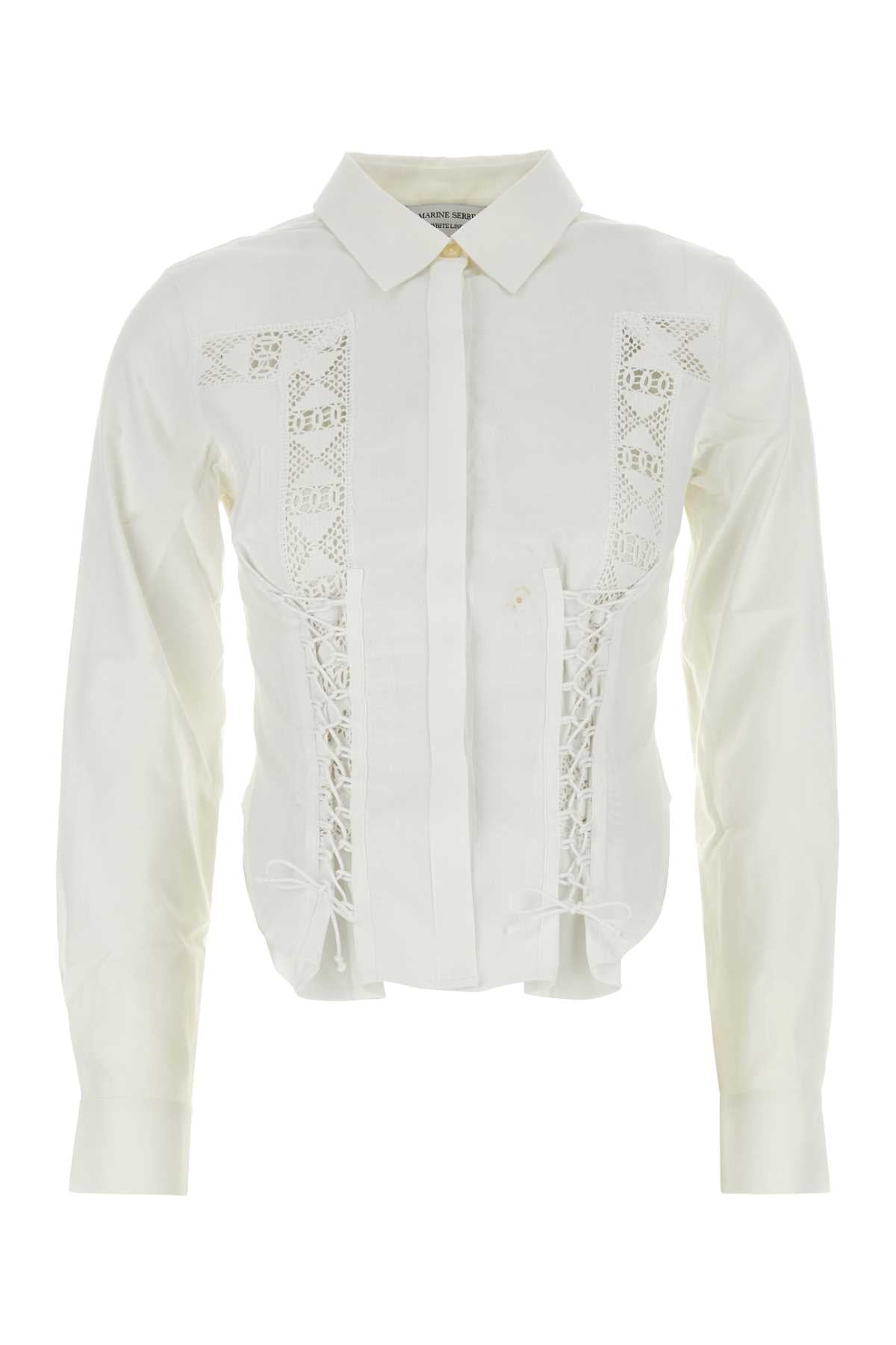 Marine Serre Women White Cotton Shirt by Luosophy
