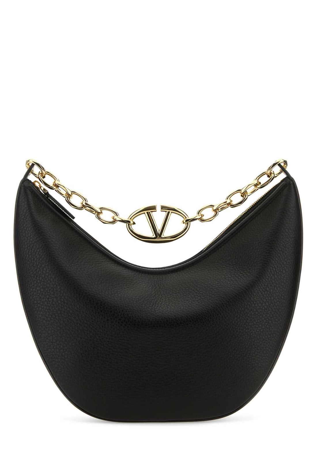 Valentino Garavani Women Black Leather Medium Hobo Vlogo Moon Shoulder Bag by Luosophy