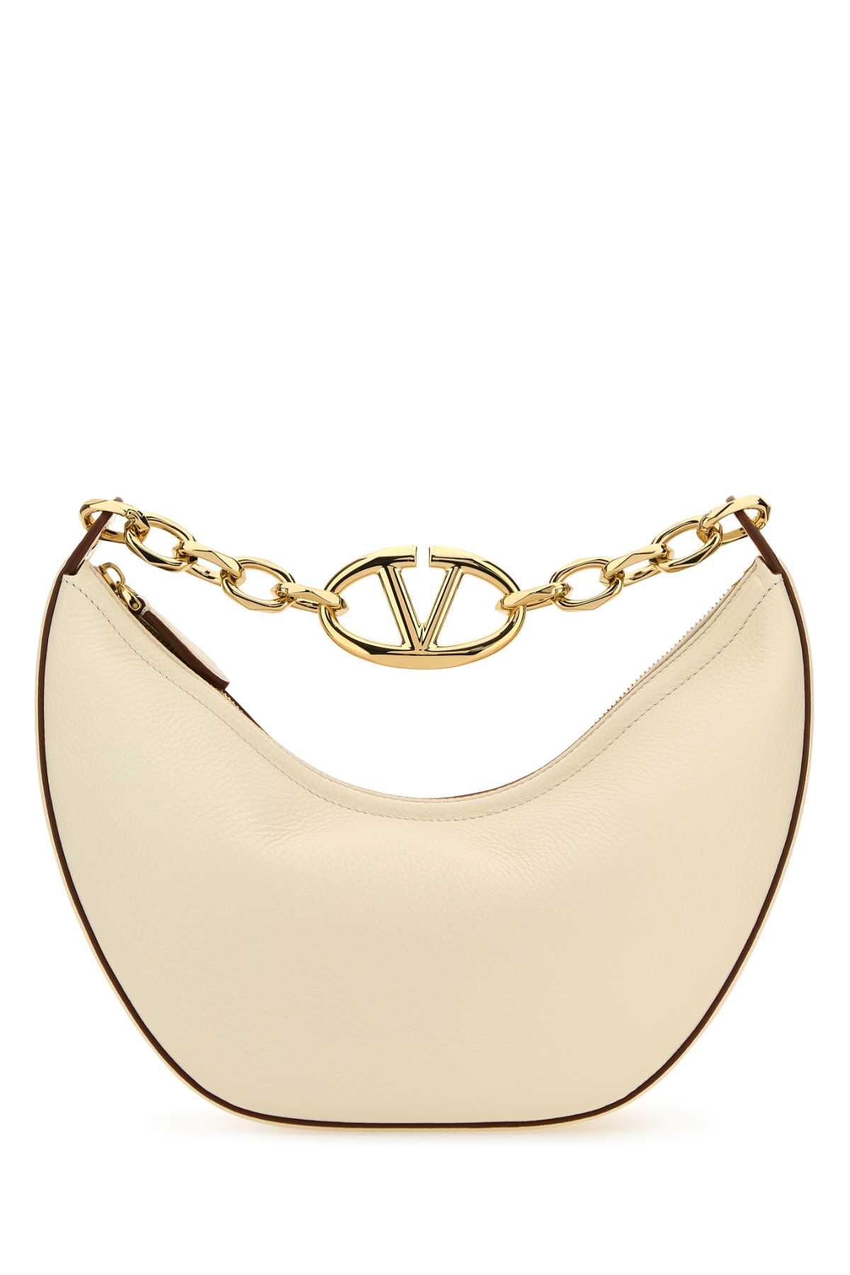Valentino Garavani Women Ivory Leather Small Hobo Vlogo Moon Handbag by Luosophy
