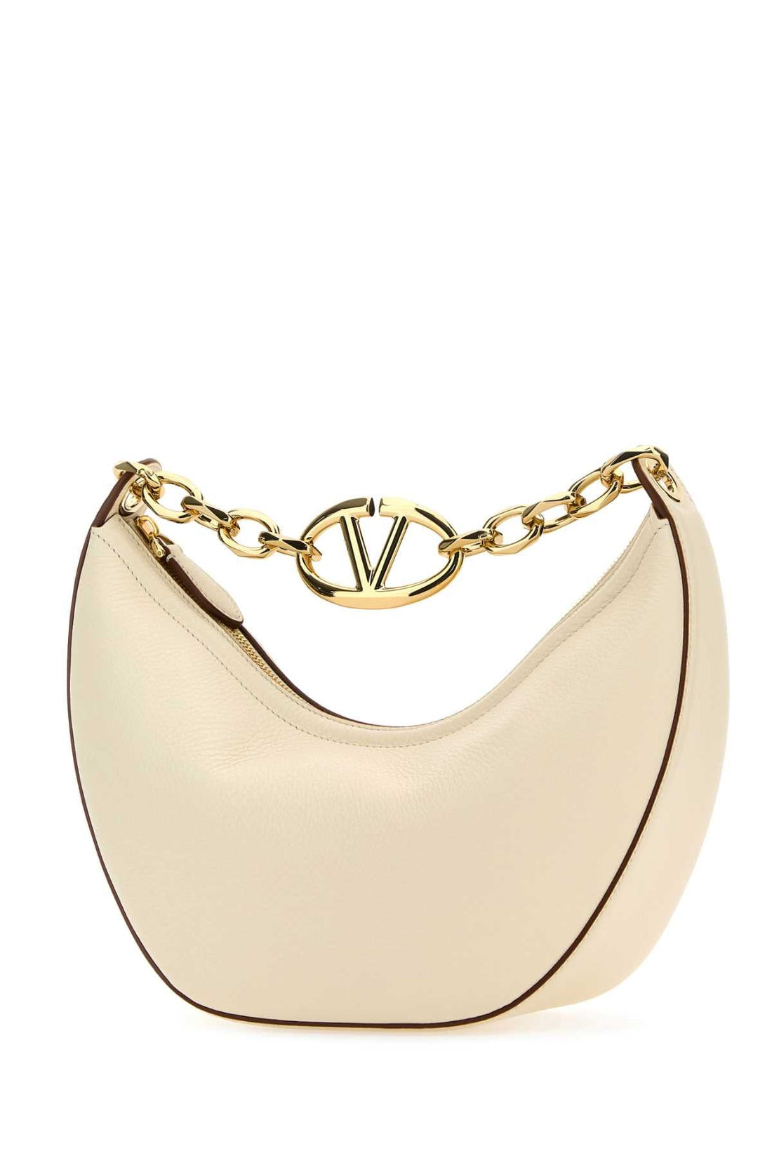 Valentino Garavani Women Ivory Leather Small Hobo Vlogo Moon Handbag by Luosophy