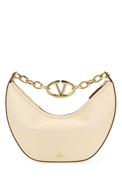 Valentino Garavani Women Ivory Leather Small Hobo Vlogo Moon Handbag by Luosophy