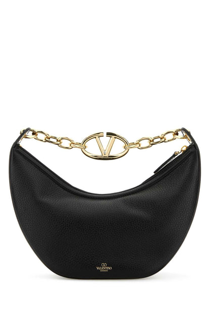 Valentino Garavani Women Black Leather Small Hobo Vlogo Moon Handbag by Luosophy