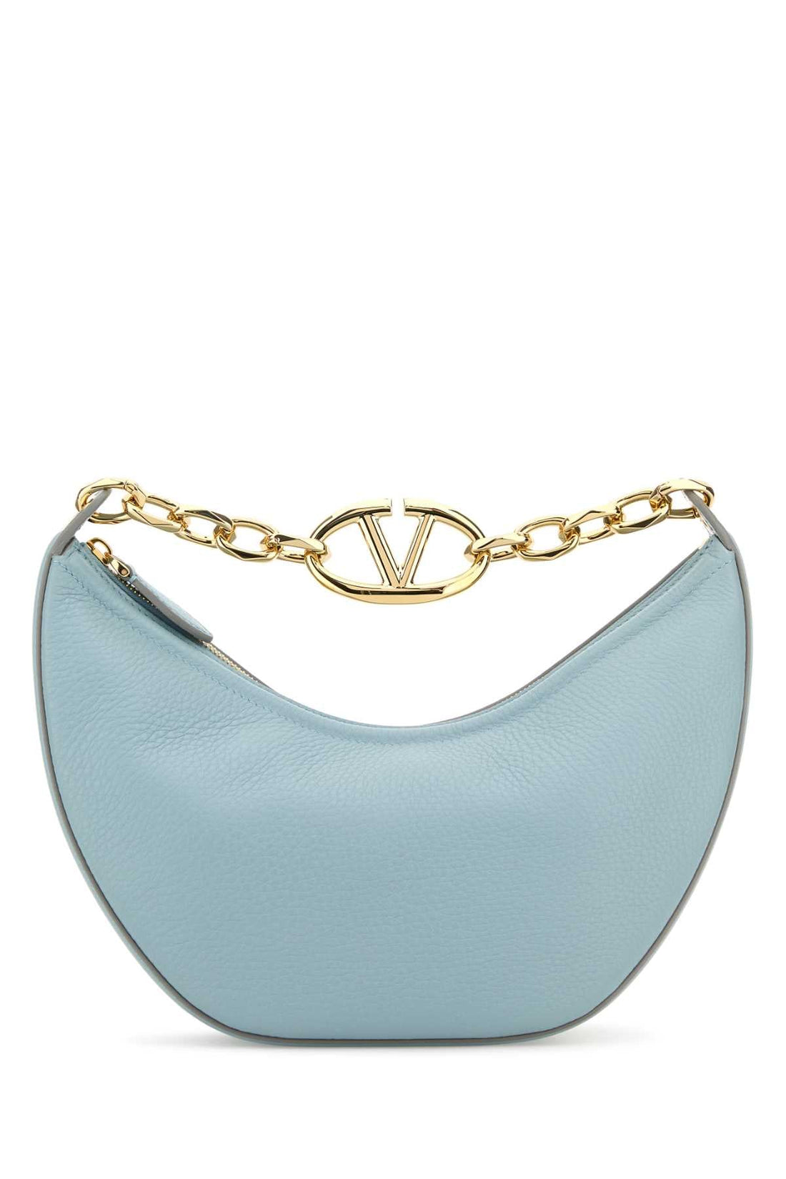 Valentino Garavani Women Light Blue Leather Small Hobo Vlogo Moon Handbag by Luosophy