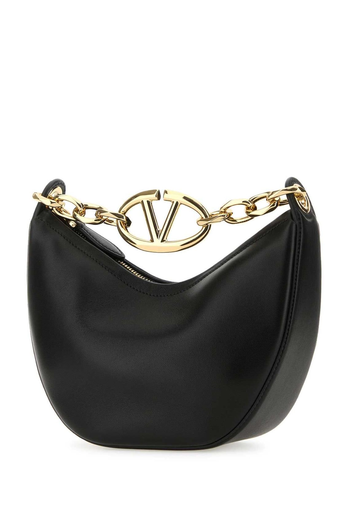 Valentino Garavani Women Black Leather Small Hobo Vlogo Moon Handbag