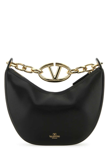 Valentino Garavani Women Black Leather Small Hobo Vlogo Moon Handbag by Luosophy