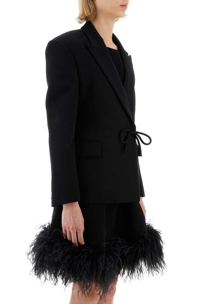 Valentino Garavani Women Black Wool Blazer by Luosophy
