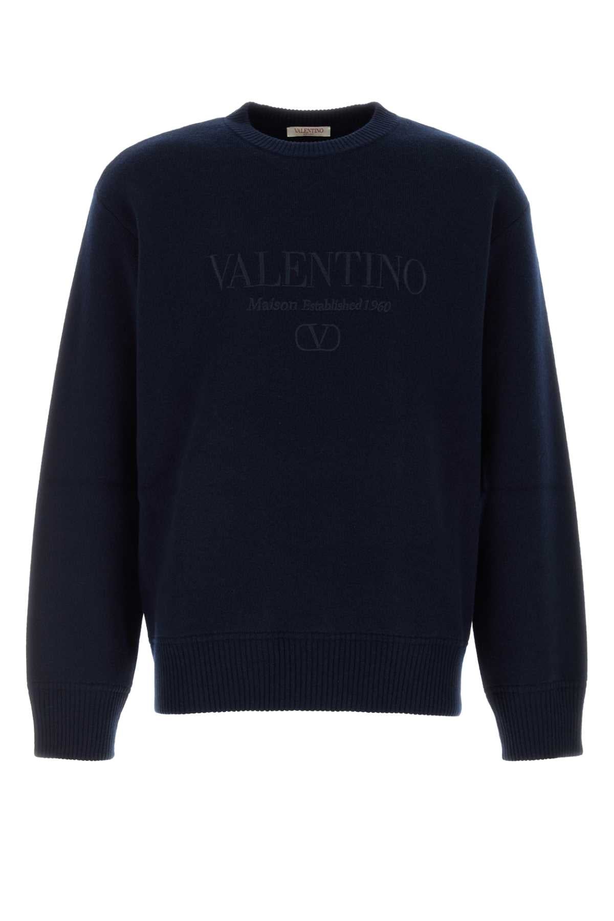Valentino Garavani Men Dark Blue Wool Sweater by Luosophy