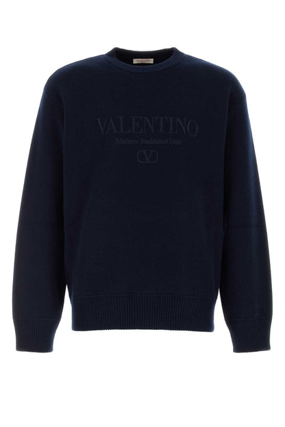 Valentino Garavani Men Dark Blue Wool Sweater by Luosophy