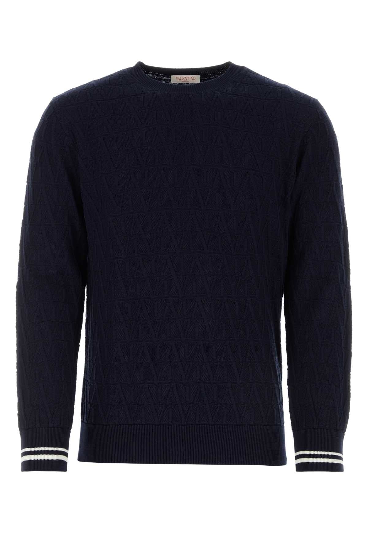 Valentino Garavani Men Dark Blue Cotton Sweater by Luosophy