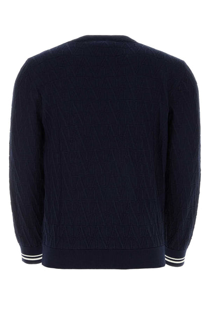 Valentino Garavani Men Dark Blue Cotton Sweater by Luosophy